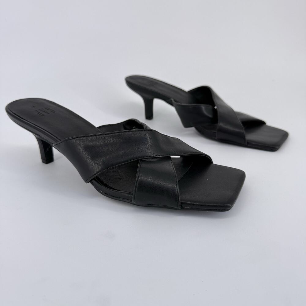 Gap Kitten‎ Heel Sandals Mule Size 9 Minimalist 90s Classic Black Crisscross